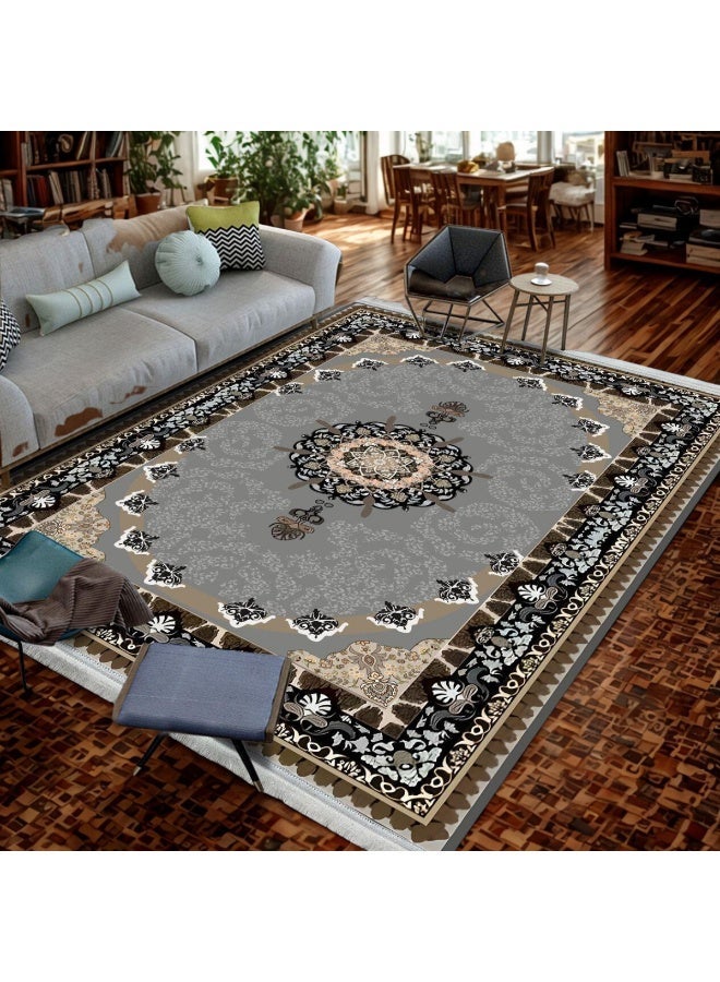 SMART HOME Large padded floor mat with a soft velvet surface and non-slip backing - Living room rug - Majlis rug - Lounge rug - Luxurious decorative rug - Elegant rug with modern patterns for living rooms and majlis - Size 350x250 cm - Suitable for everyday use and entertaining - Image 4